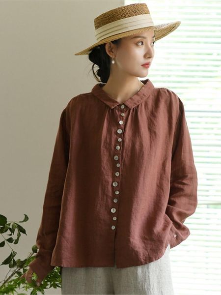 shirts johnature women ramie vintage autumn shirts turndown collar long sleeve blouses 2022 new solid color female shirts, White
shirts johnature women ramie vintage autumn shirts turndown collar long sleeve blouses 2022 new solid color female shirts, White