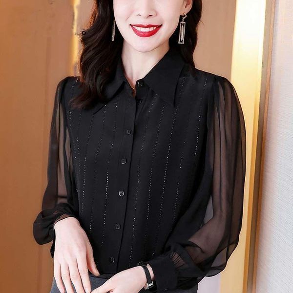 polos new drilling chiffon silk shirt women's long sleeve mesh stitching black shirt spring and summer blouse 4xl, White
polos new drilling chiffon silk shirt women's long sleeve mesh stitching black shirt spring and summer blouse 4xl, White