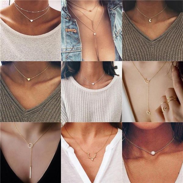 pendant necklaces multi layer tiny small heart moon choker necklace for women gold color short chain collar jewelry giftpendant163s, Silver
pendant necklaces multi layer tiny small heart moon choker necklace for women gold color short chain collar jewelry giftpendant163s, Silver