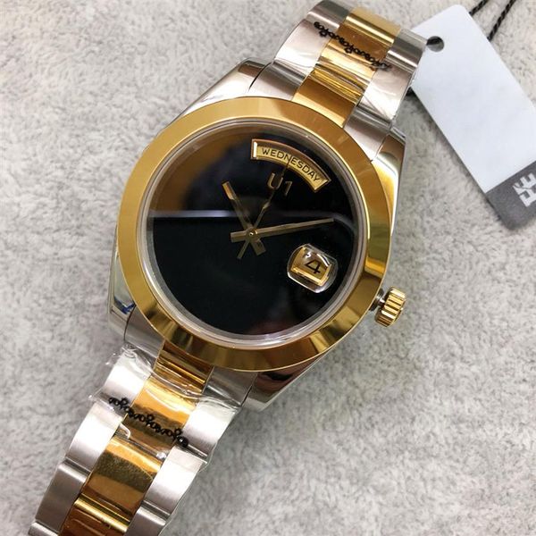 st9 steel watch two tone day date 40mm black dial smooth bezel automatic mechanical movement sapphire glass president mens wristwa252q, Slivery;brown
st9 steel watch two tone day date 40mm black dial smooth bezel automatic mechanical movement sapphire glass president mens wristwa252q, Slivery;brown