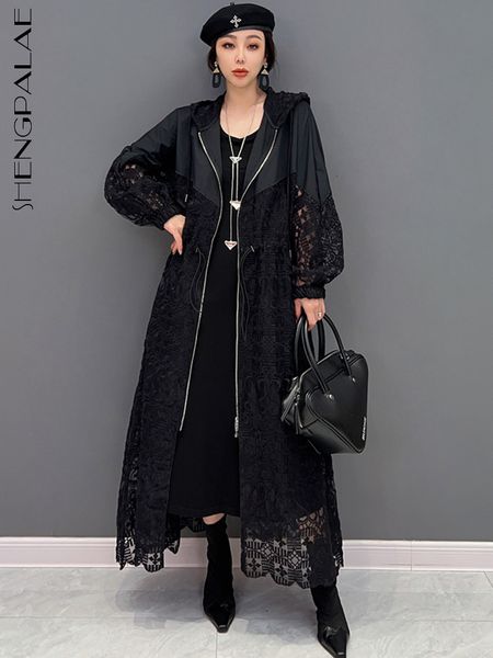 women's trench coats shengpalae woman hollow out printing hooded loose zipper cardigan black outerwear clothes 2023 spring 5r1164 23042, Tan;black
women's trench coats shengpalae woman hollow out printing hooded loose zipper cardigan black outerwear clothes 2023 spring 5r1164 23042, Tan;black