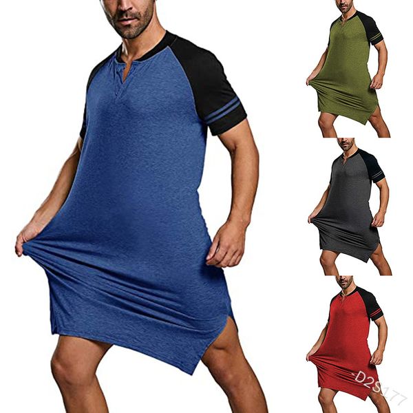 mens sleepwear short sleeved home wear round neck loose casual bottom split pajamas european and american, Black;brown
mens sleepwear short sleeved home wear round neck loose casual bottom split pajamas european and american, Black;brown