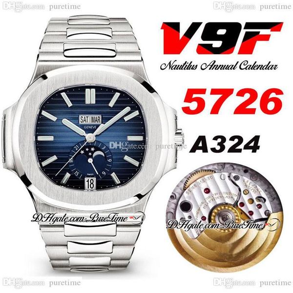 v9f 5726 annual calendar a324 automatic mens watch d-blue textured dial moon phase stainless steel bracelet super edition puretime256p, Slivery;brown
v9f 5726 annual calendar a324 automatic mens watch d-blue textured dial moon phase stainless steel bracelet super edition puretime256p, Slivery;brown