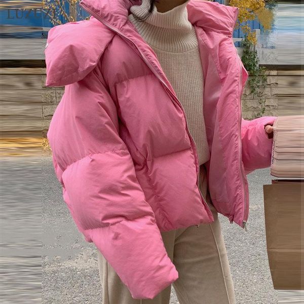 leather luzuzi chic korean fashion hooded women parkas winter warm loose solid puffer jacket thicken female coats ladies zippers outwear, Black
leather luzuzi chic korean fashion hooded women parkas winter warm loose solid puffer jacket thicken female coats ladies zippers outwear, Black