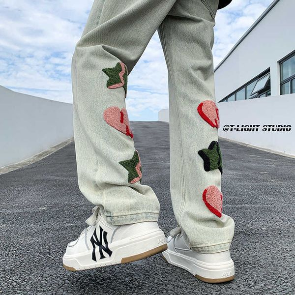 men's jeans hybskr embroidered cute graphic ins men jeans streetwear loose straight hip hop male denim pants american style trousers j2, Blue
men's jeans hybskr embroidered cute graphic ins men jeans streetwear loose straight hip hop male denim pants american style trousers j2, Blue