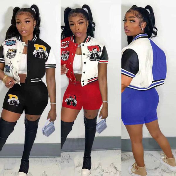retail designer womens baseball tracksuits two piece shorts set letter printed bomber varsity jacket sports pants outfits plus size 3xl, Gray
retail designer womens baseball tracksuits two piece shorts set letter printed bomber varsity jacket sports pants outfits plus size 3xl, Gray
