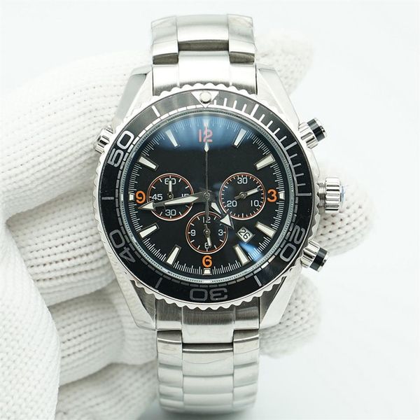 bezel planet meter black dial number watch 44mm quartz chronograph diver 600m stainless steel sports sea mens watches rotate bezel242o, Slivery;brown 
bezel planet meter black dial number watch 44mm quartz chronograph diver 600m stainless steel sports sea mens watches rotate bezel242o, Slivery;brown