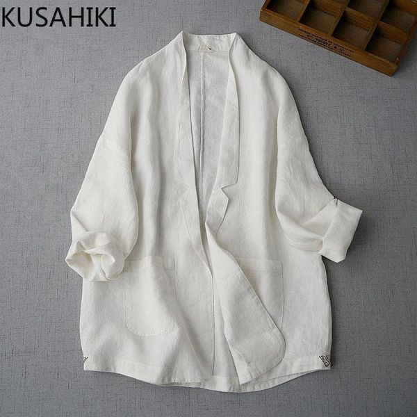 pants kusahiki causal women cotton linen blazer coat long sleeve 2022 summer thin suit jacket korean fashion solid blazers feminimos, White
pants kusahiki causal women cotton linen blazer coat long sleeve 2022 summer thin suit jacket korean fashion solid blazers feminimos, White