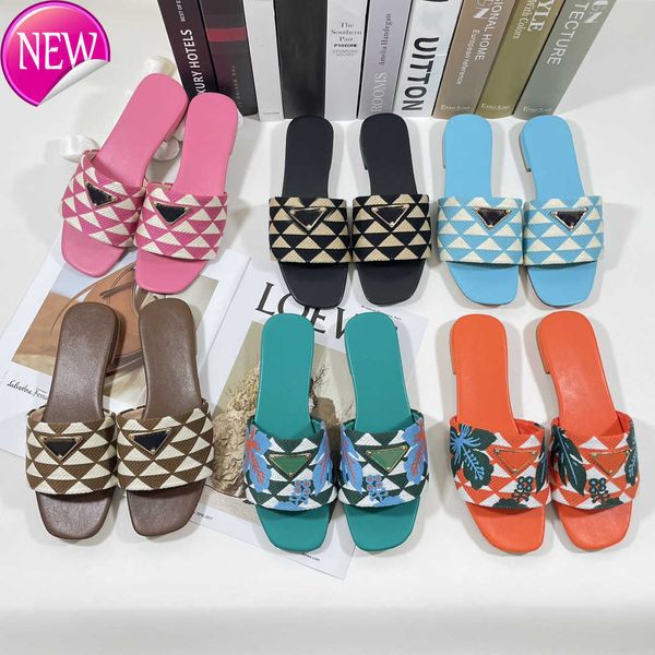 slippers women summer sandals luxury embroidered fabric slides shoes ladies flip flops leather flats p triangle mark sandles pantoufles sand, Black
slippers women summer sandals luxury embroidered fabric slides shoes ladies flip flops leather flats p triangle mark sandles pantoufles sand, Black