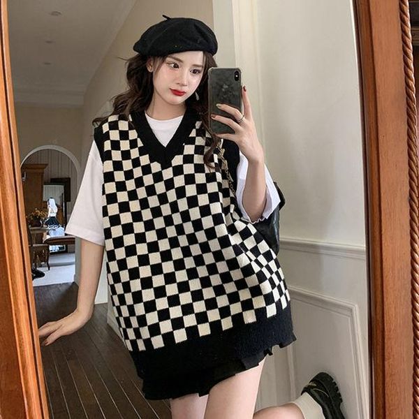 vests korean knitting vintage sweater knitted houndstooth pattern vest women sleeveless oversize pullover sweaters jumper waistcoat, Black;white
vests korean knitting vintage sweater knitted houndstooth pattern vest women sleeveless oversize pullover sweaters jumper waistcoat, Black;white