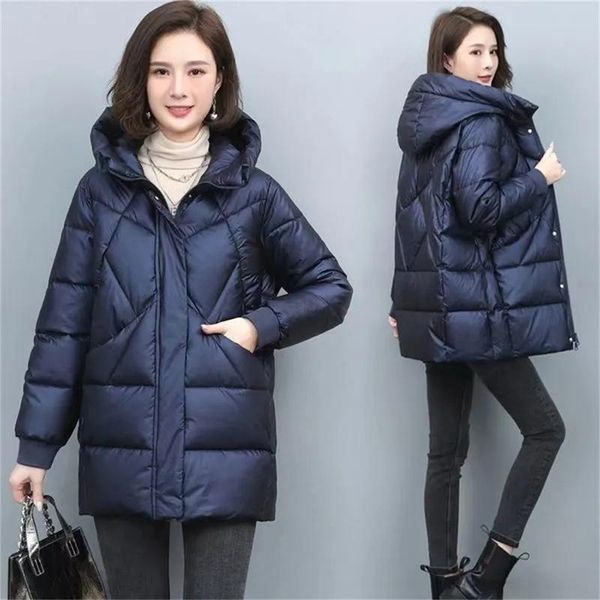 leather hooded cotton coat women's midlength winter jackets elegant mother's parkas padded jacket vintage thick down padded jacket, Black
leather hooded cotton coat women's midlength winter jackets elegant mother's parkas padded jacket vintage thick down padded jacket, Black