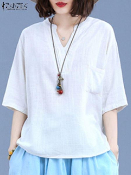 t-shirt women v neck short sleeve blouse 2022 zanzea vintage elegant loose female summer solid work blusas chemise tunic shirt, White
t-shirt women v neck short sleeve blouse 2022 zanzea vintage elegant loose female summer solid work blusas chemise tunic shirt, White