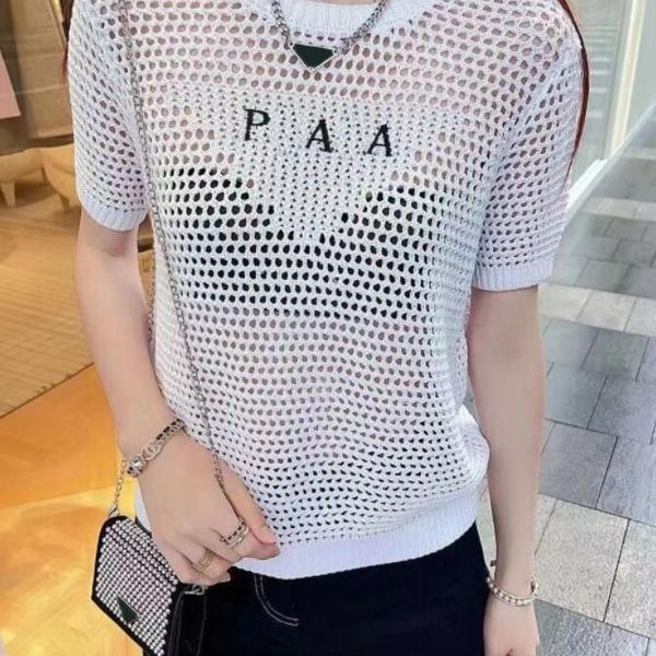 womens knits designer high-end womens summer mesh hollowed out p letter embroidery stylish sexy, White
womens knits designer high-end womens summer mesh hollowed out p letter embroidery stylish sexy, White