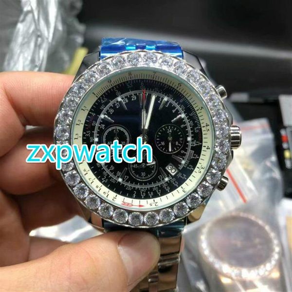 diamonds bezel men's watch stainless steel case and watchband white black dial full works satch luxury quart269i, Slivery;brown
diamonds bezel men's watch stainless steel case and watchband white black dial full works satch luxury quart269i, Slivery;brown