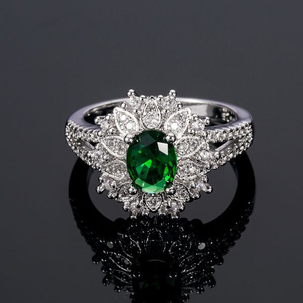 party ring for women flower shaped creative design finger ring with green cubic zircon official occasion women jewelry, Silver
party ring for women flower shaped creative design finger ring with green cubic zircon official occasion women jewelry, Silver