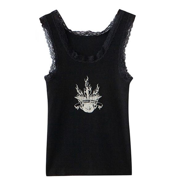 tanks puwd y2k cute girls print black lace tank 2022 summer fashion ladies slim sleeveless short vintage women streetwear top, Black;white
tanks puwd y2k cute girls print black lace tank 2022 summer fashion ladies slim sleeveless short vintage women streetwear top, Black;white