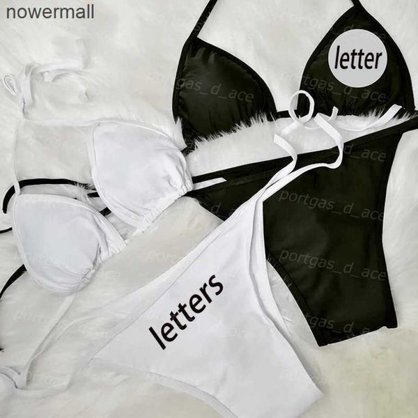 printed letters bikinis womens halter split swimwear black white women beach bra briefs fashion holiday summer swimsuit, White;black
printed letters bikinis womens halter split swimwear black white women beach bra briefs fashion holiday summer swimsuit, White;black
