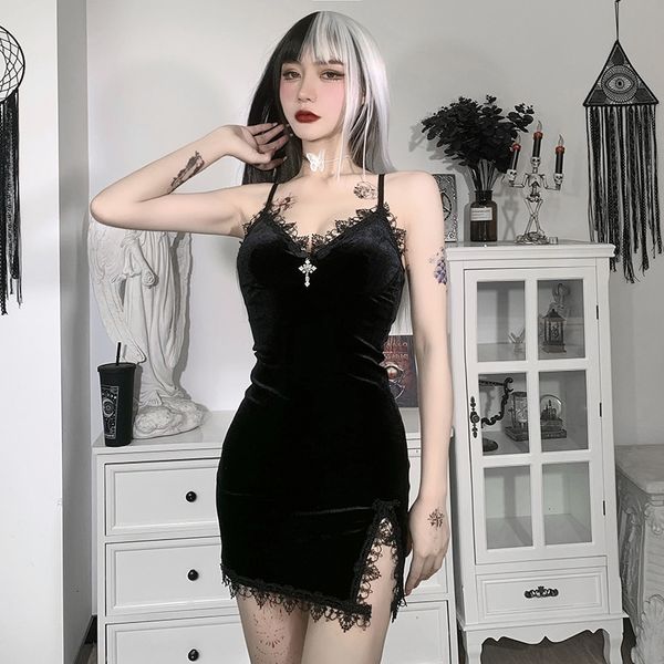 casual dresses dark cross black mini vintage spaghetti strap high waist slit goth party club women 230421, Black;gray
casual dresses dark cross black mini vintage spaghetti strap high waist slit goth party club women 230421, Black;gray