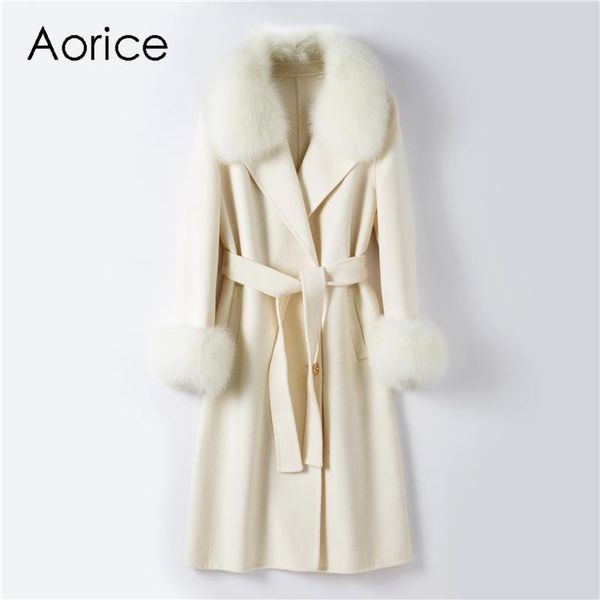 fur aorice real fur coat winter jacket women natural fox fur collar cashmere wool blends long outerwear ladies streetwear tx205601, Black
fur aorice real fur coat winter jacket women natural fox fur collar cashmere wool blends long outerwear ladies streetwear tx205601, Black