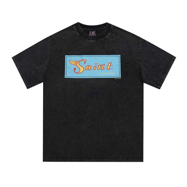 men's t-shirts saint michael american high street letter pattern printed wash old round neck short sleeve t-shirt casual men and women, White;black
men's t-shirts saint michael american high street letter pattern printed wash old round neck short sleeve t-shirt casual men and women, White;black