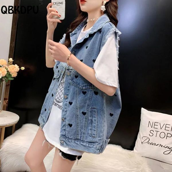 vests sweet love embroidery denim vest women 2022 korean fashion loose plus size waistcoat chic design tassel sleeveless jean jacket, Black;white
vests sweet love embroidery denim vest women 2022 korean fashion loose plus size waistcoat chic design tassel sleeveless jean jacket, Black;white