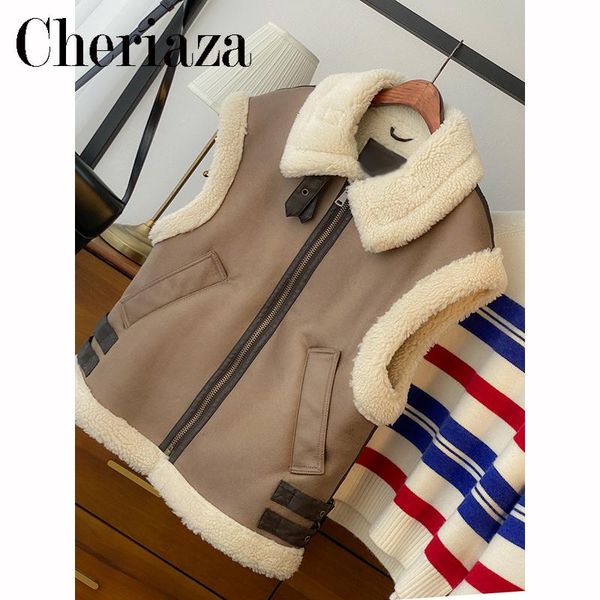 vests autumn winter faux leather splicing lambswool vests sleeveless lapel fleece waistcoat zip pocket vest jacket casual warm woman, Black;white
vests autumn winter faux leather splicing lambswool vests sleeveless lapel fleece waistcoat zip pocket vest jacket casual warm woman, Black;white