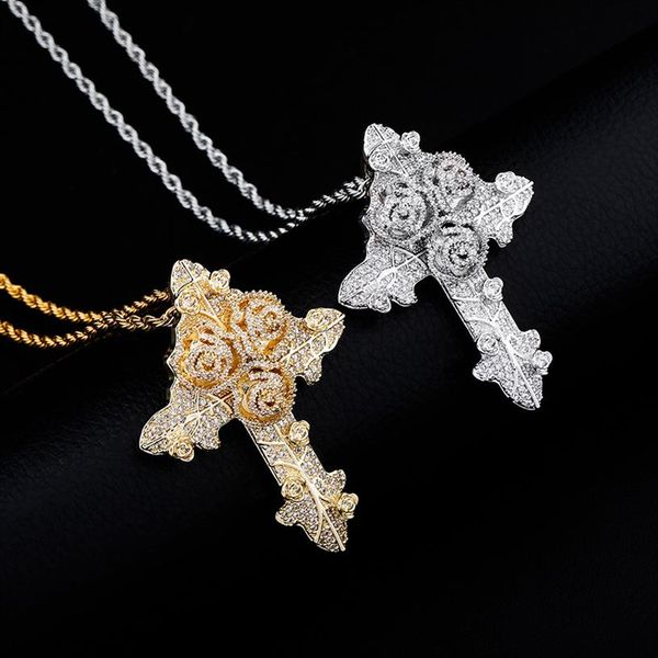 bling diamond stone rose flower cross pendants necklace jewelry real 14k gold plated lover gift couple religious jewelry valentine300r, Silver
bling diamond stone rose flower cross pendants necklace jewelry real 14k gold plated lover gift couple religious jewelry valentine300r, Silver