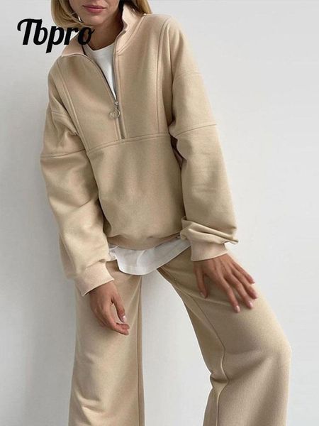 pants solid halfzipper collar loose twopiece sets women casual matching sets 2022 autumn winter female pullovers and wideleg pants, White
pants solid halfzipper collar loose twopiece sets women casual matching sets 2022 autumn winter female pullovers and wideleg pants, White