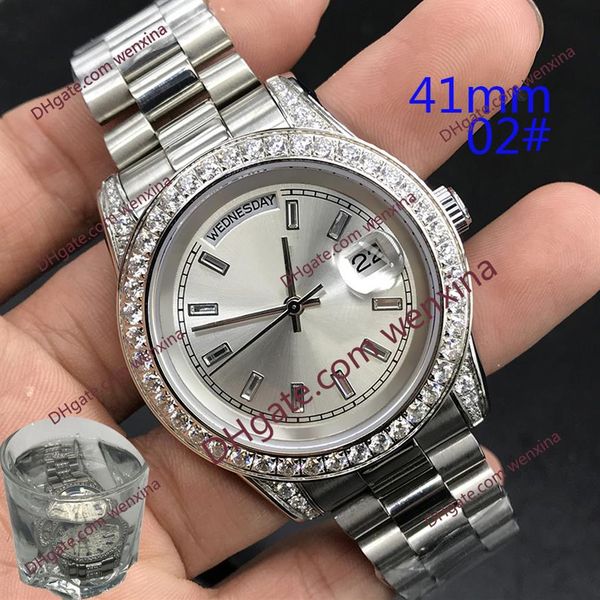 2 colour diamond watch 41mm mechanical mens watches montre de luxe 2813 automatic steel waterproof watch253e, Slivery;brown
2 colour diamond watch 41mm mechanical mens watches montre de luxe 2813 automatic steel waterproof watch253e, Slivery;brown