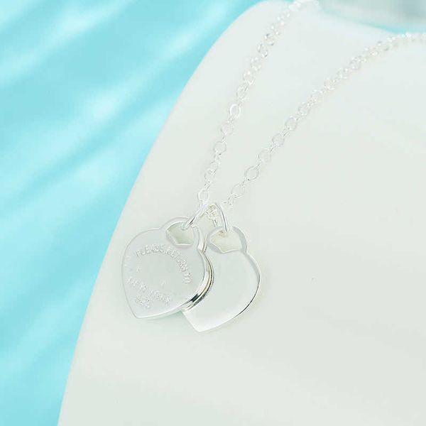 tiffy double-heart necklace women's s925 sterling silver simple fashion collarbone chain fresh love pendant, Black
tiffy double-heart necklace women's s925 sterling silver simple fashion collarbone chain fresh love pendant, Black