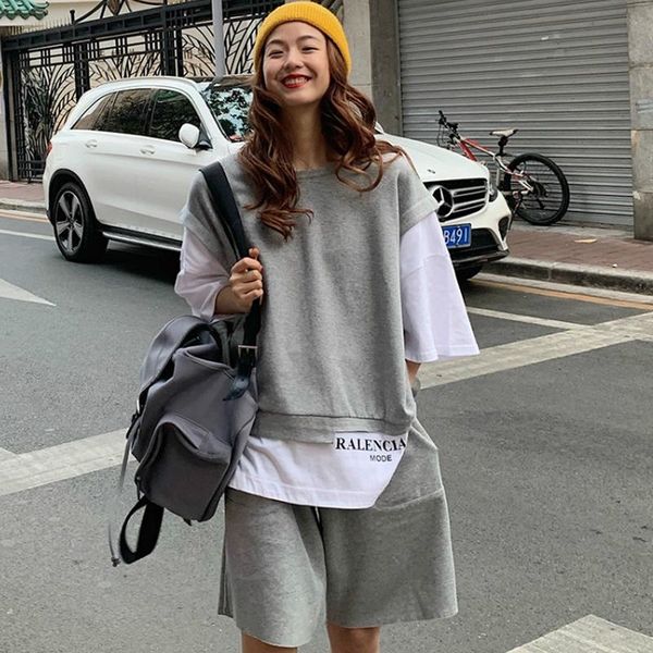 dress womens trainingspakken summmer nep tweedelige outfit grijs oversize t shirt en sporting korte broek effen kleur streetwear zweet s, White
dress womens trainingspakken summmer nep tweedelige outfit grijs oversize t shirt en sporting korte broek effen kleur streetwear zweet s, White