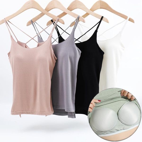 t-shirt women loose vest breathable tank cross padded bralette chest pad camisole feamel casual sleeveless camis, White
t-shirt women loose vest breathable tank cross padded bralette chest pad camisole feamel casual sleeveless camis, White