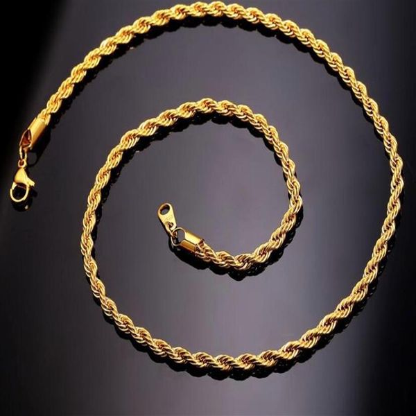 18k real gold plated stainless steel rope chain necklace for men gold chains fashion jewelry gift2419, Silver
18k real gold plated stainless steel rope chain necklace for men gold chains fashion jewelry gift2419, Silver