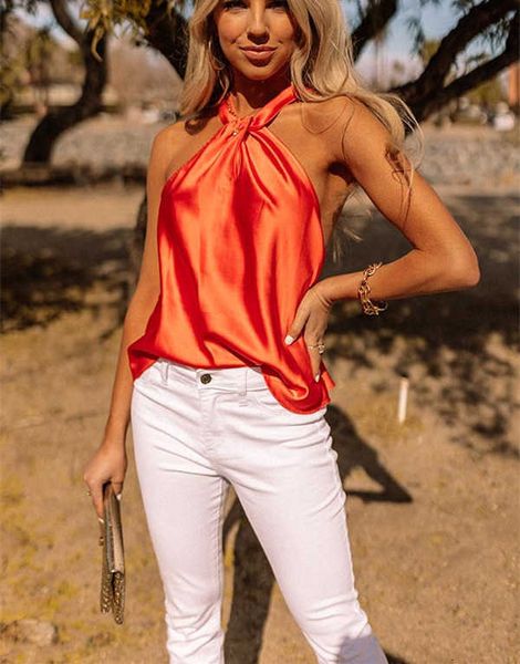 t-shirt new women's slim fit summer v-neck sleeveless satin isn style for women, White
t-shirt new women's slim fit summer v-neck sleeveless satin isn style for women, White