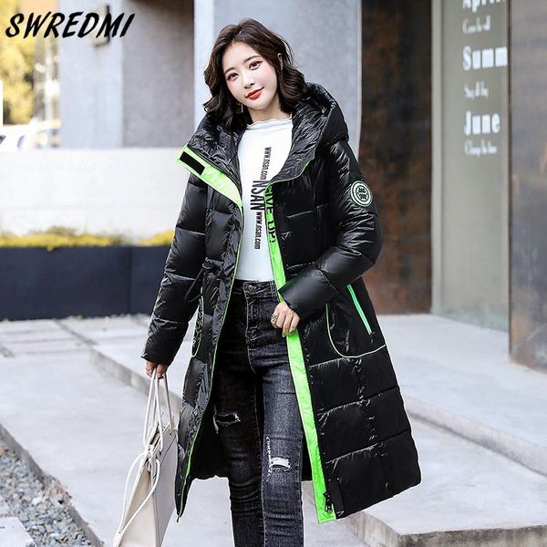 leather swredmi waterproof winter coat women snow wear thicken warm long jacket hooded new fashion cotton padded clothing glossy parkas, Black
leather swredmi waterproof winter coat women snow wear thicken warm long jacket hooded new fashion cotton padded clothing glossy parkas, Black