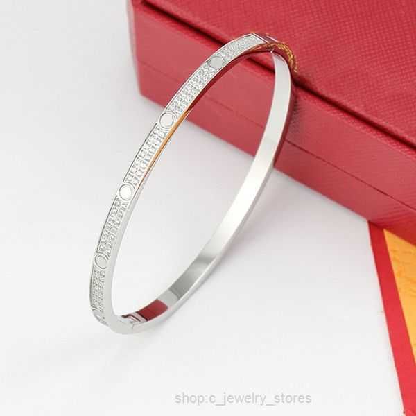 bangle luxury brand 18k gold love stainless steel row diamond screw nail jewelry a 48, Black