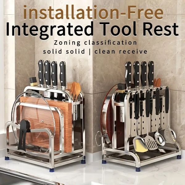 Stainless 1pc Steel Cutting Board Organizer with Hooks Utensil Rack for Knives, Chopsticks, Spoons, Forks Includes Drying Drainer - Efficient and Space-Saving
Stainless 1pc Steel Cutting Board Organizer with Hooks Utensil Rack for Knives, Chopsticks, Spoons, Forks Includes Drying Drainer - Efficient and Space-Saving