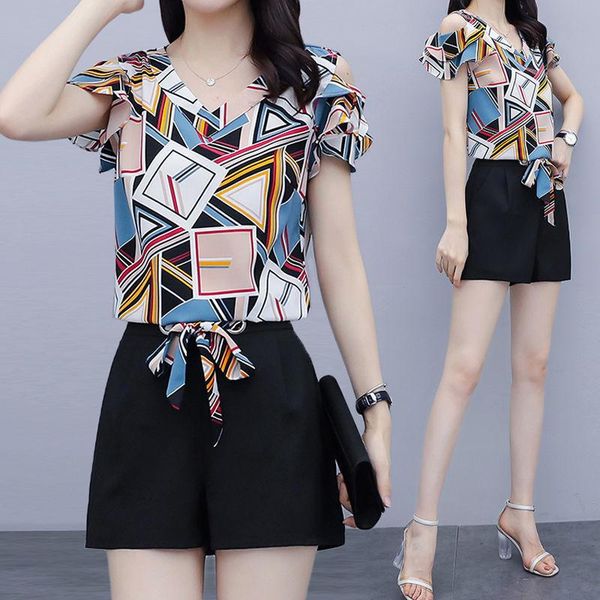 dress women's suit summer new off shoulder chiffon t shirt crop and slim wide leg shorts two piece set female plus size clothing, White
dress women's suit summer new off shoulder chiffon t shirt crop and slim wide leg shorts two piece set female plus size clothing, White