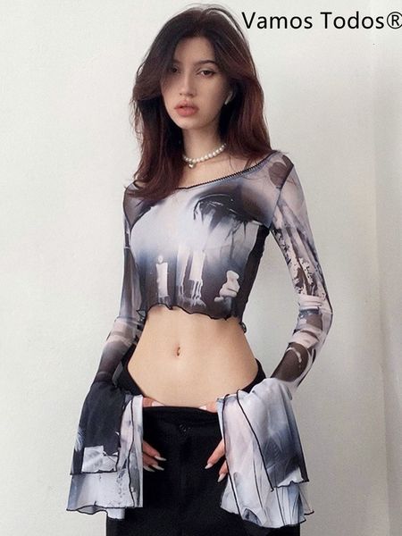 women's t-shirt flare long sleeve summer for women y2k aesthetic clothes streetwear o-neck short graphic t shirts see through 230421, White
women's t-shirt flare long sleeve summer for women y2k aesthetic clothes streetwear o-neck short graphic t shirts see through 230421, White