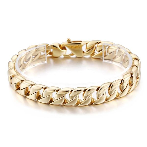 23cm 9 inch 12mm gold fashion stainless steel cuban curb link chain bracelet women mens jewlery silve gold244n329q, Black
23cm 9 inch 12mm gold fashion stainless steel cuban curb link chain bracelet women mens jewlery silve gold244n329q, Black