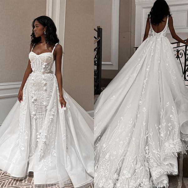 real p mermaid wedding dresses with backless new elegant 3d-flower bridal gown tulle lace detachable tail robe de vestido customized, White
real p mermaid wedding dresses with backless new elegant 3d-flower bridal gown tulle lace detachable tail robe de vestido customized, White