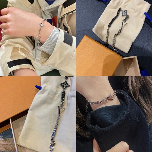 luxury mens chain sliver women bracelets with logo official size design black petals bracelets never fade
luxury mens chain sliver women bracelets with logo official size design black petals bracelets never fade