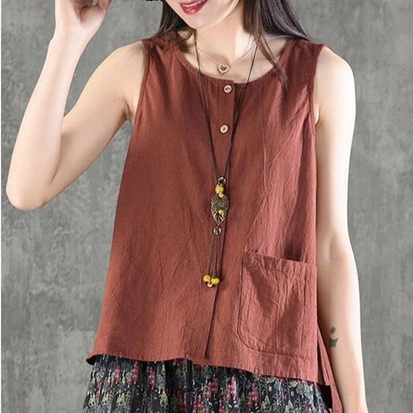 tanks new arrival 2020 summer arts style women casual solid sleeveless pocket backless loose cotton linen femme tank s308, Black;white
tanks new arrival 2020 summer arts style women casual solid sleeveless pocket backless loose cotton linen femme tank s308, Black;white