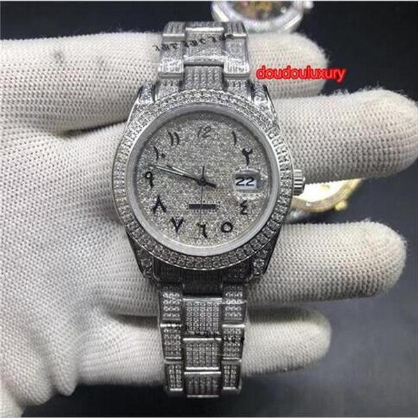 

silver diamond men's wrist watch boutique men's watch arabic scale popular trendy men's watches268t, Slivery;brown