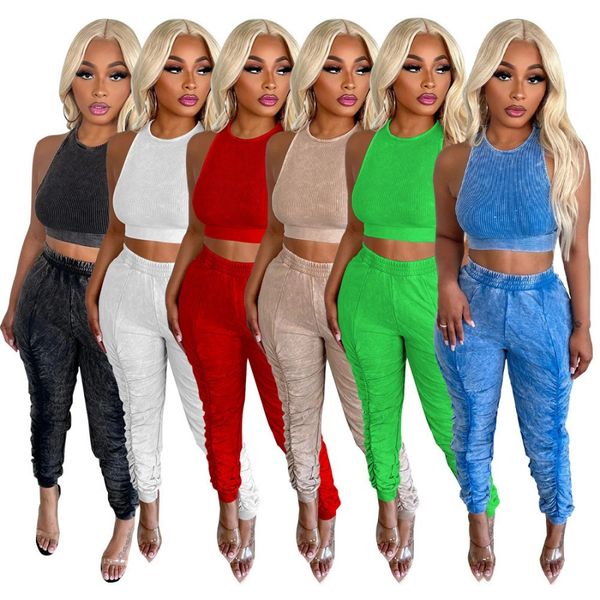 two 2 piece pants sets women's tracksuits designer ribbed sleeveless crop tanks folds pencil pants matching suits casual outfits 9762, Gray
two 2 piece pants sets women's tracksuits designer ribbed sleeveless crop tanks folds pencil pants matching suits casual outfits 9762, Gray
