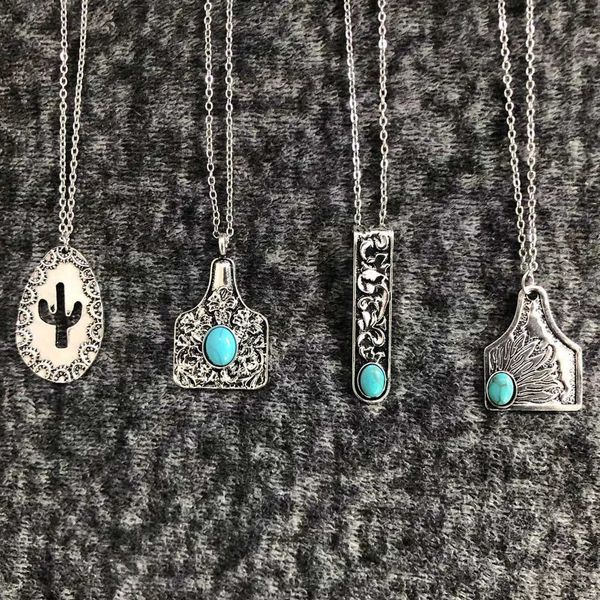 pendant necklaces western design cow ear tag embossed floral turquoise stone dots pendant choker necklaces for women cowgirl neck jewelry gi, Silver
pendant necklaces western design cow ear tag embossed floral turquoise stone dots pendant choker necklaces for women cowgirl neck jewelry gi, Silver