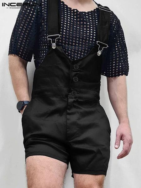 pants incerun men rompers solid color button pockets streetwear casual suspender jumpsuits men 2022 summer straps overalls plus size, Black
pants incerun men rompers solid color button pockets streetwear casual suspender jumpsuits men 2022 summer straps overalls plus size, Black