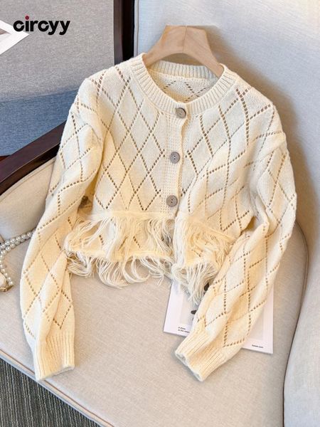 sweaters circyy cardigan women hollow out cropped sweater korean chic tassel oneck knitted lady clothes autumn new casual thin coat 2022, White;black
sweaters circyy cardigan women hollow out cropped sweater korean chic tassel oneck knitted lady clothes autumn new casual thin coat 2022, White;black