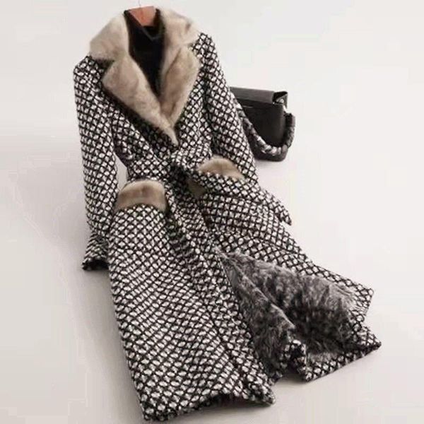fur imitation mink fur imitation fur women's winter tweed women's long tweed coat, Black
fur imitation mink fur imitation fur women's winter tweed women's long tweed coat, Black