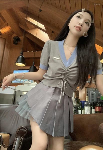 work dresses sweet girl suit women's lace up v-neck short-sleeved t-shirt summer pleated mini skirt two-piece set fashion female clothe, White;black
work dresses sweet girl suit women's lace up v-neck short-sleeved t-shirt summer pleated mini skirt two-piece set fashion female clothe, White;black